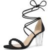 image:imageAllegra K Womens Woven Braided Heel Lace Up Clear Block Heel SandalsBlack