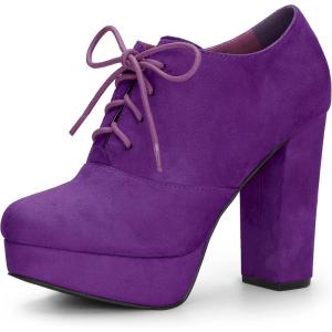 image:imageAllegra K Womens Platform Chunky Heel Lace Up Purple Booties 10 M US