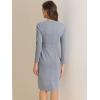 image:imageAllegra K Womens Bodycon Dresses Round Neck Long Sleeve Casual Work Outfits Peplum Sheath DressBlue Grey