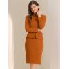 image:imageAllegra K Womens Bodycon Dresses Round Neck Long Sleeve Casual Work Outfits Peplum Sheath DressCaramel