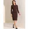 image:imageAllegra K Womens Bodycon Dresses Round Neck Long Sleeve Casual Work Outfits Peplum Sheath DressDark Brown