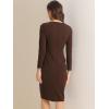 image:imageAllegra K Womens Bodycon Dresses Round Neck Long Sleeve Casual Work Outfits Peplum Sheath DressDark Brown