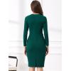 image:imageAllegra K Womens Bodycon Dresses Round Neck Long Sleeve Casual Work Outfits Peplum Sheath DressDark Green