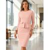 image:imageAllegra K Womens Bodycon Dresses Round Neck Long Sleeve Casual Work Outfits Peplum Sheath DressDusty Pink