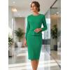 image:imageAllegra K Womens Bodycon Dresses Round Neck Long Sleeve Casual Work Outfits Peplum Sheath DressGreen