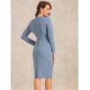 image:imageAllegra K Womens Bodycon Dresses Round Neck Long Sleeve Casual Work Outfits Peplum Sheath DressGrey Blue