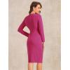 image:imageAllegra K Womens Bodycon Dresses Round Neck Long Sleeve Casual Work Outfits Peplum Sheath DressHot Pink