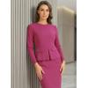 image:imageAllegra K Womens Bodycon Dresses Round Neck Long Sleeve Casual Work Outfits Peplum Sheath DressHot Pink