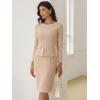image:imageAllegra K Womens Bodycon Dresses Round Neck Long Sleeve Casual Work Outfits Peplum Sheath DressKhaki