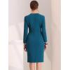 image:imageAllegra K Womens Bodycon Dresses Round Neck Long Sleeve Casual Work Outfits Peplum Sheath DressLake Blue