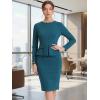 image:imageAllegra K Womens Bodycon Dresses Round Neck Long Sleeve Casual Work Outfits Peplum Sheath DressLake Blue