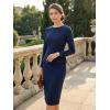 image:imageAllegra K Womens Bodycon Dresses Round Neck Long Sleeve Casual Work Outfits Peplum Sheath DressNavy Blue