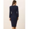 image:imageAllegra K Womens Bodycon Dresses Round Neck Long Sleeve Casual Work Outfits Peplum Sheath DressNavy Blue