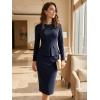 image:imageAllegra K Womens Bodycon Dresses Round Neck Long Sleeve Casual Work Outfits Peplum Sheath DressNavy Blue