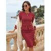 image:imageAllegra K Womens Bodycon Dresses Round Neck Long Sleeve Casual Work Outfits Peplum Sheath DressRed