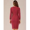 image:imageAllegra K Womens Bodycon Dresses Round Neck Long Sleeve Casual Work Outfits Peplum Sheath DressRed