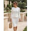 image:imageAllegra K Womens Bodycon Dresses Round Neck Long Sleeve Casual Work Outfits Peplum Sheath DressWhite