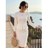 image:imageAllegra K Womens Bodycon Dresses Round Neck Long Sleeve Casual Work Outfits Peplum Sheath DressWhite