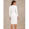 image:imageAllegra K Womens Bodycon Dresses Round Neck Long Sleeve Casual Work Outfits Peplum Sheath DressWhite