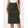 image:imageAllegra K Womens Casual Jean Skirt Back Slit Raw Hem Stretch High Waist Denim SkirtsArmy Green