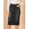 image:imageAllegra K Womens Casual Jean Skirt Back Slit Raw Hem Stretch High Waist Denim SkirtsBlack