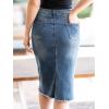image:imageAllegra K Womens Casual Jean Skirt Back Slit Raw Hem Stretch High Waist Denim SkirtsBlue