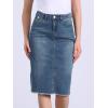 image:imageAllegra K Womens Casual Jean Skirt Back Slit Raw Hem Stretch High Waist Denim SkirtsBlue