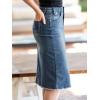 image:imageAllegra K Womens Casual Jean Skirt Back Slit Raw Hem Stretch High Waist Denim SkirtsBlue