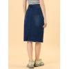 image:imageAllegra K Womens Casual Jean Skirt Back Slit Raw Hem Stretch High Waist Denim SkirtsDark Blue