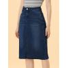 image:imageAllegra K Womens Casual Jean Skirt Back Slit Raw Hem Stretch High Waist Denim SkirtsDark Blue