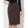image:imageAllegra K Womens Casual Jean Skirt Back Slit Raw Hem Stretch High Waist Denim SkirtsDark Brown