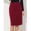 image:imageAllegra K Womens Casual Jean Skirt Back Slit Raw Hem Stretch High Waist Denim SkirtsDark Red