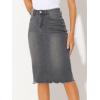 image:imageAllegra K Womens Casual Jean Skirt Back Slit Raw Hem Stretch High Waist Denim SkirtsGrey