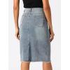 image:imageAllegra K Womens Casual Jean Skirt Back Slit Raw Hem Stretch High Waist Denim SkirtsGrey Blue