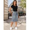 image:imageAllegra K Womens Casual Jean Skirt Back Slit Raw Hem Stretch High Waist Denim SkirtsGrey Blue