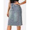 image:imageAllegra K Womens Casual Jean Skirt Back Slit Raw Hem Stretch High Waist Denim SkirtsGrey Blue
