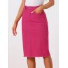 image:imageAllegra K Womens Casual Jean Skirt Back Slit Raw Hem Stretch High Waist Denim SkirtsHot Pink