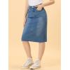 image:imageAllegra K Womens Casual Jean Skirt Back Slit Raw Hem Stretch High Waist Denim SkirtsJean Blue