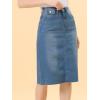 image:imageAllegra K Womens Casual Jean Skirt Back Slit Raw Hem Stretch High Waist Denim SkirtsJean Blue