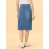 image:imageAllegra K Womens Casual Jean Skirt Back Slit Raw Hem Stretch High Waist Denim SkirtsJean Blue