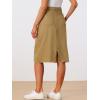 image:imageAllegra K Womens Casual Jean Skirt Back Slit Raw Hem Stretch High Waist Denim SkirtsKhaki