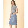 image:imageAllegra K Womens Casual Jean Skirt Back Slit Raw Hem Stretch High Waist Denim SkirtsLight Blue