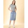 image:imageAllegra K Womens Casual Jean Skirt Back Slit Raw Hem Stretch High Waist Denim SkirtsLight Blue