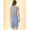 image:imageAllegra K Womens Casual Jean Skirt Back Slit Raw Hem Stretch High Waist Denim SkirtsLight Blue