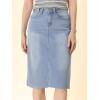 image:imageAllegra K Womens Casual Jean Skirt Back Slit Raw Hem Stretch High Waist Denim SkirtsLight Blue