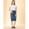 image:imageAllegra K Womens Casual Jean Skirt Back Slit Raw Hem Stretch High Waist Denim SkirtsMblue