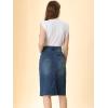 image:imageAllegra K Womens Casual Jean Skirt Back Slit Raw Hem Stretch High Waist Denim SkirtsMblue