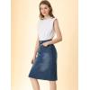 image:imageAllegra K Womens Casual Jean Skirt Back Slit Raw Hem Stretch High Waist Denim SkirtsMblue