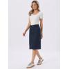 image:imageAllegra K Womens Casual Jean Skirt Back Slit Raw Hem Stretch High Waist Denim SkirtsNavy Blue
