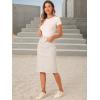 image:imageAllegra K Womens Casual Jean Skirt Back Slit Raw Hem Stretch High Waist Denim SkirtsOyster White